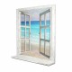 CUADRO VENTANA MIRANDO AL MAR PLAYA CON REPISA MADERA 78X16X84.50 CM.