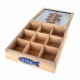 CAJA CON 9 DIVISIONES TÉ E INFUSIONES PECES MARINERO MADERA 24X24X7.5 CM.