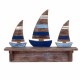 PERCHA BARCOS VELEROS 3 POMOS MADERA 43X8.5X32 CM.