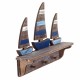 PERCHA BARCOS VELEROS 3 POMOS MADERA 43X8.5X32 CM.