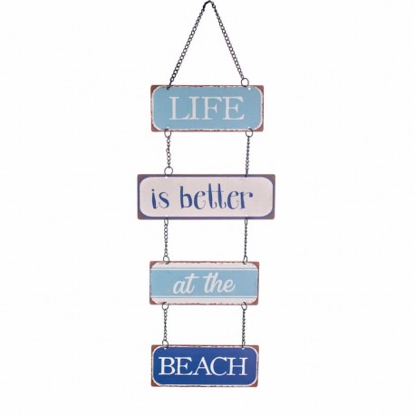 ADORNO PARED BEACH PLAYA FRASE ORIGINAL METAL 14.50X0.10X41 CM.