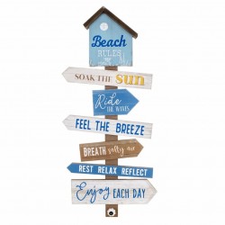 ADORNO PARED FRASE ORIGINAL PLAYA BEACH CASITA MARINERO MADERA 35X6X83 CM.