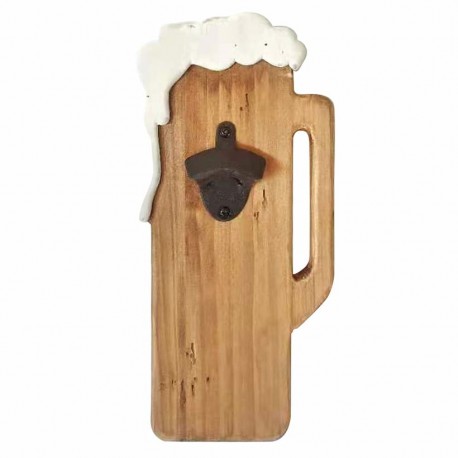 ABRIDOR BOTELLAS JARRA DE CERVEZA MADERA 17X4X36 CM.