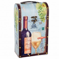 CAJA VINO BOTELLERO 2 BOTELLAS MADERA 21X11.50X36 CM.