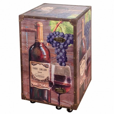 ARMARIO BOTELLERO VINO MADERA Y METAL 48X48X80 CM.