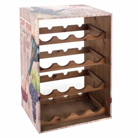 BOTELLERO BOTELLAS VINO RETRO MADERA 40X30X56 CM.