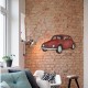 ADORNO PARED PLACA COCHE METAL RETRO ROJO 79X3.5X42.50 CM.