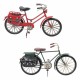 SET 2 FIGURAS BICICLETA CON PORTAEQUIPAJE RETRO HOJALATA Y RESINA 28X9X15 CM.