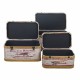SET 3 BAÚLES CAJAS TABURETE AVIÓN VIAJAR MUNDO MADERA Y PVC 69X43X41 CM.