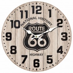 RELOJ PARED RUTA 66 MADERA RETRO 34X4X34 CM.