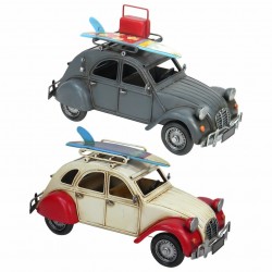 SET 2 FIGURAS COCHE SURF METAL RETRO 31X14X16 CM.