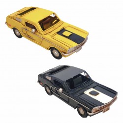 SET 2 FIGURAS COCHE RETRO HOJALATA Y RESINA 16X7X6 CM.