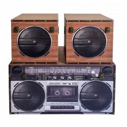 SET 3 CAJAS BAÚLES RADIO RETRO MADERA 80X40X40 CM.