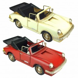 SET 2 FIGURAS COCHE DESCAPOTABLE RETRO METAL 25X10.50X9 CM.