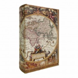 CAJA LIBRO MAPA DEL MUNDO MADERA 11X5X17 CM.