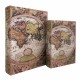 SET 2 CAJAS LIBRO MUNDO MADERA 21X7X30 CM.