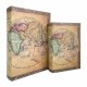 SET 2 CAJAS LIBRO MAPA DEL MUNDO MADERA 21X7X30 CM.