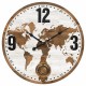 RELOJ PARED MAPAMUNDI CON PÉNDULO MADERA 58X4X58 CM.