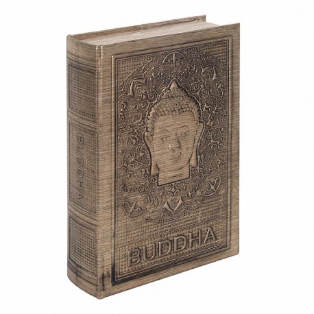 CAJA LIBRO BUDA ORIENTAL MADERA 20X7X30 CM.