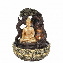 FUENTE BUDA CON LUZ RESINA ORIENTAL 20X20X26 CM.