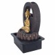 FUENTE BUDA DORADO CON LUZ RESINA ORIENTAL 30X22X40 CM.