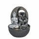 FUENTE BUDA CON LUZ RESINA ORIENTAL 21X21X25 CM.