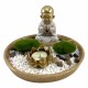 FIGURA PORTAVELAS T-LITE BUDA SENTADO EN JARDÍN DORADO RESINA ORIENTAL 20.50X20.5X12 CM.