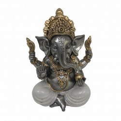 FIGURA GANESHA SENTADA RESINA ORIENTAL 10X9X14 CM.