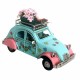 SET 2 FIGURAS COCHE FLORES HIPPIE RETRO METAL 16X7.5X10 CM.