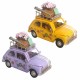 SET 2 FIGURAS COCHE FLORES HIPPIE CON GUITARRA RETRO METAL 15X7.5X11 CM.