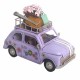 SET 2 FIGURAS COCHE FLORES HIPPIE CON GUITARRA RETRO METAL 15X7.5X11 CM.