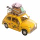 SET 2 FIGURAS COCHE FLORES HIPPIE CON GUITARRA RETRO METAL 15X7.5X11 CM.