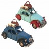 SET 2 FIGURAS COCHE CON MALETA RETRO METAL 25.5X11X15.50 CM.