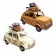 SET 2 FIGURAS COCHE FLORES HIPPIE CON GUITARRA RETRO METAL 26X12X17.50 CM.