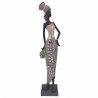 FIGURA MUJER AFRICANA PLANTADA CON JARRÓN RESINA 10X6.5X40 CM.