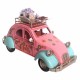 SET 2 FIGURAS COCHE FLORES HIPPIE CON CESTA DE FLORES RETRO METAL 26X11X14.50 CM.