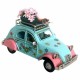 SET 2 FIGURAS COCHE FLORES HIPPIE CON CESTA DE FLORES RETRO METAL 26X11X14.50 CM.