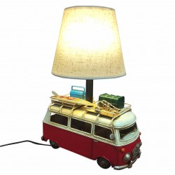 LÁMPARA FIGURA AUTOBÚS CARAVANA SURF RETRO METAL 20X14X32 CM.