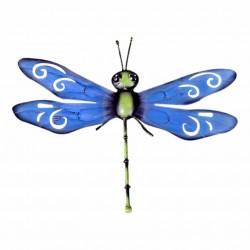 ADORNO APLIQUE PARED LIBÉLULA AZUL METAL 35X4X27.50 CM.