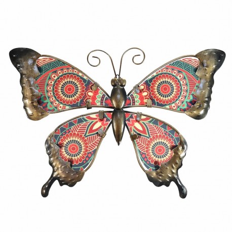 APLIQUE ADORNO PARED MARIPOSA COLORES METAL 19X28.50X1 CM.