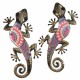 SET 2 APLIQUES PARED LAGARTO COLORES METAL 30.50X11.50X1 CM.