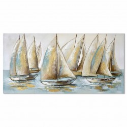 CUADRO BARCOS VELEROS MARINERO PINTURA 60X3X120 CM.