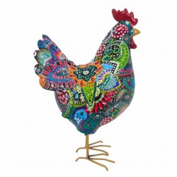 FIGURA GALLINA MULTICOLOR RESINA 12X8X20 CM.