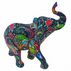 FIGURA ELEFANTE MULTICOLOR RESINA 23X9X23 CM.