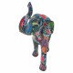 FIGURA ELEFANTE MULTICOLOR RESINA 23X9X23 CM.