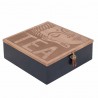 CAJA CON 4 DIVISIONES TÉ E INFUSIONES BUDA ORIENTAL MADERA 20X20X7 CM.