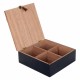 CAJA CON 4 DIVISIONES TÉ E INFUSIONES BUDA ORIENTAL MADERA 20X20X7 CM.