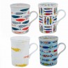 SET 4 TAZAS MUGS PECES EN CAJA DE REGALO PORCELANA 11X8X11 CM.