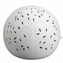 LÁMPARA MESITA BOLA ÁRBOL DE LA VIDA ESTILO BOHEMIO PORCELANA 20.5X20.5X18 CM.