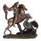 FIGURA SAN JORGE A CABALLO CON DRAGÓN RESINA BRONCE 26X14X26 CM.